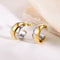 Bi color block titanium steel gold plated earrings