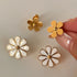 Flower plating titanium steel gold plated ear studs