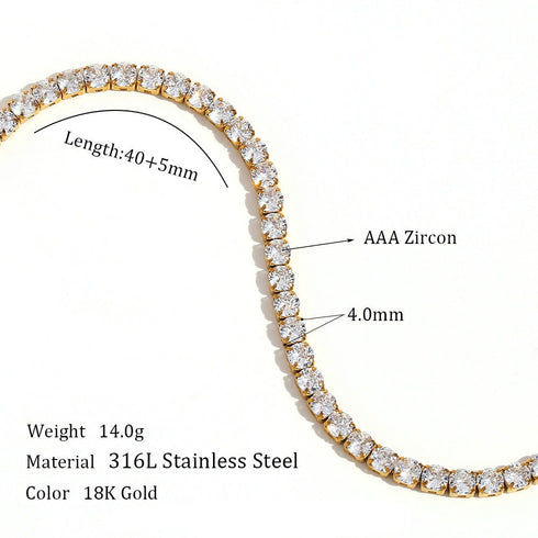 Style geometric stainless steel plating zircon gold plated necklace