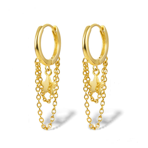 Sterling silver 18k gold plated drop earrings