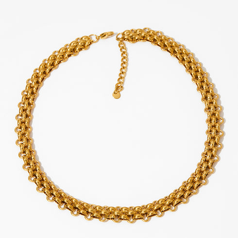 Simple style solid color stainless steel patchwork necklace