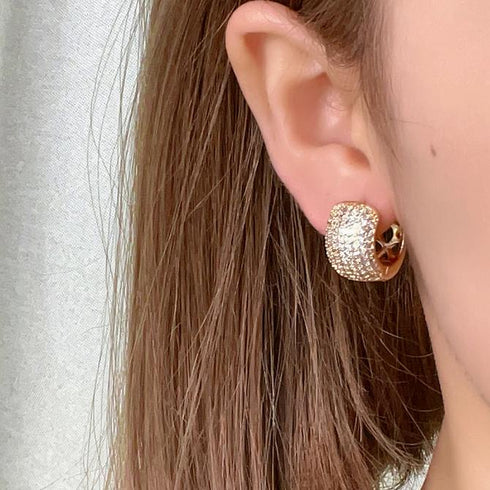 Hoops inlay copper zircon gold plated earrings