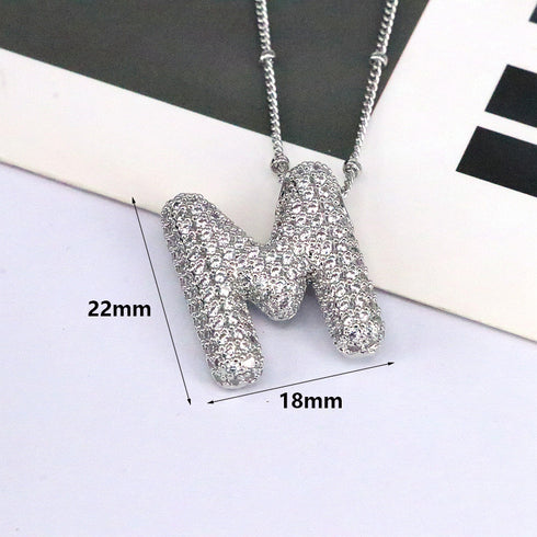 Letter plating silver plated pendant necklace
