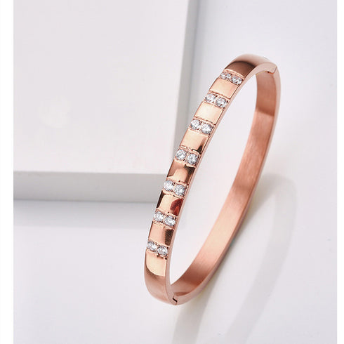 Titanium steel inlay zircon bangle