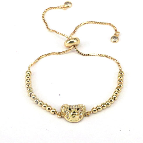 Streetwear bear copper 18k gold plated zircon bracelets in bulk