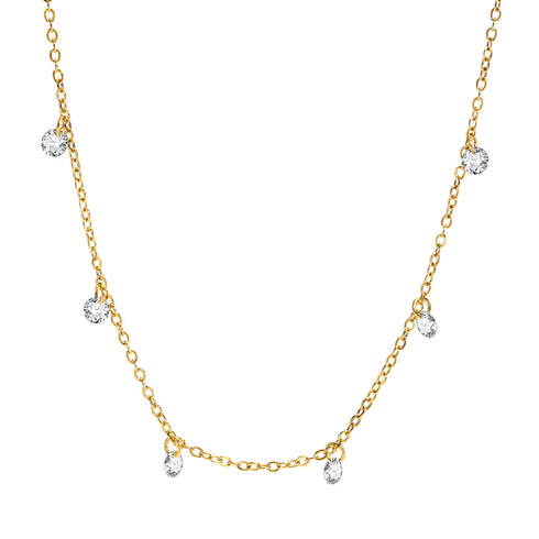 Colorful stainless steel plating inlay zircon necklace