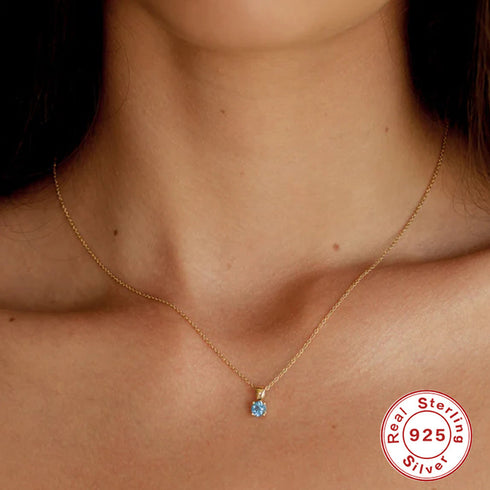 Sterling silver plating zircon pendant necklace