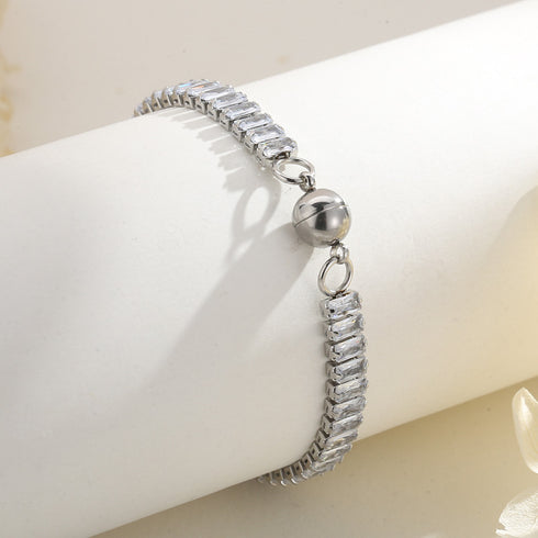 Geometric titanium steel plating inlay zircon bracelets