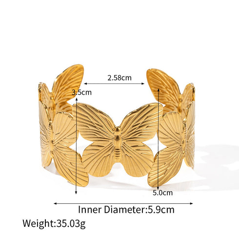 Lady geometric flower stainless steel plating 18k gold plated bangle