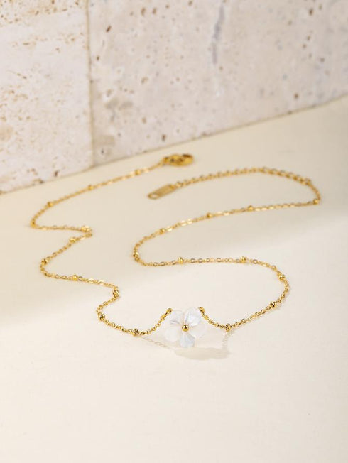 Flower shell titanium steel necklace