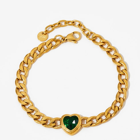 Heart shape stainless steel inlay zircon bracelets earrings necklace