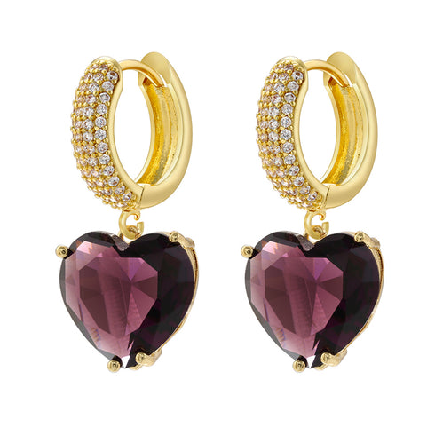 Elegant simple style heart shape 18k drop earrings