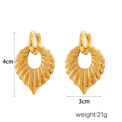 Heart Shape Plating Stainless Steel 18K Gold Plated Drop Earrings