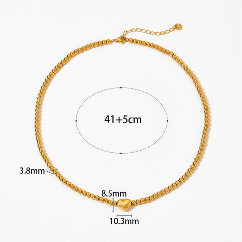 Heart shape stainless steel beaded plating bracelets necklace