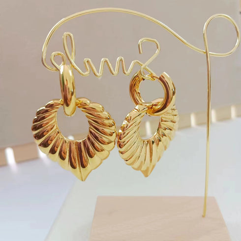 Heart Shape Plating Stainless Steel 18K Gold Plated Drop Earrings