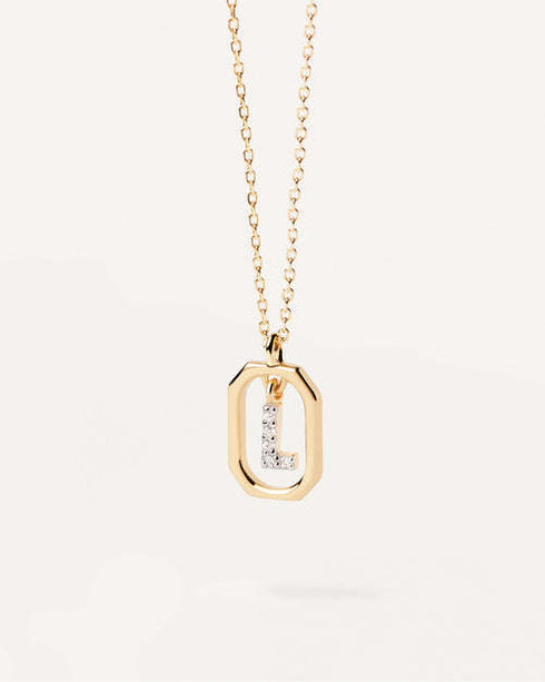 Letter sterling silver plating inlay zircon pendant necklace