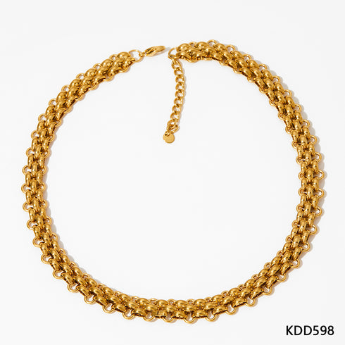 Simple style solid color stainless steel patchwork necklace