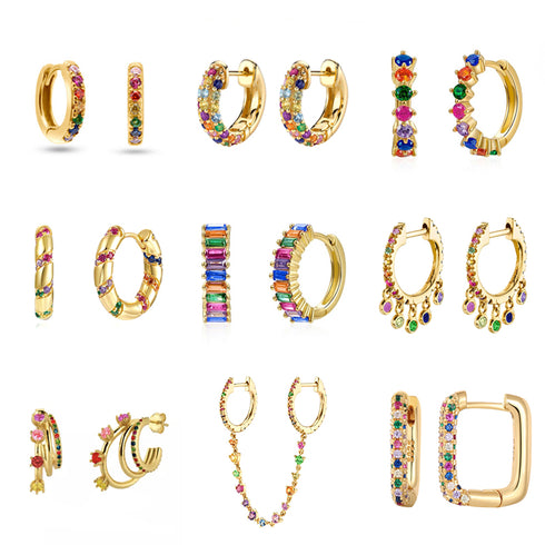 Huggies zircon 18k gold plated earrings