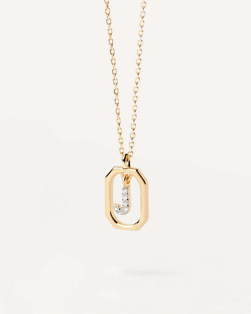 Letter sterling silver plating inlay zircon pendant necklace