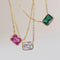 Rectangle titanium steel plating inlay zircon pendant necklace