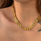 Retro solid color titanium steel plating 18k gold plated necklace