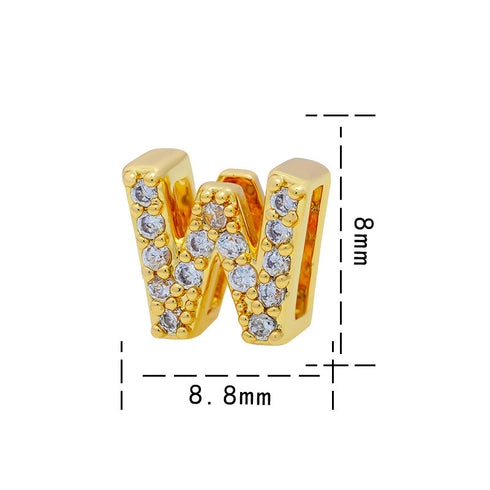 Letter titanium steel copper 18k gold plated charms (without chain)