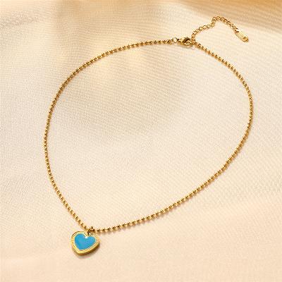 Flower stainless steel plating inlay zircon 18k gold plated necklace