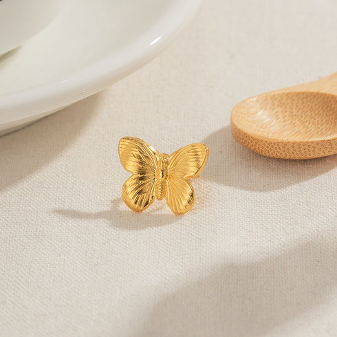 Butterfly plating stainless steel 18k gold plated ear cuffs