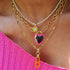 Geometric heart shape titanium steel inlay zircon pendant necklace