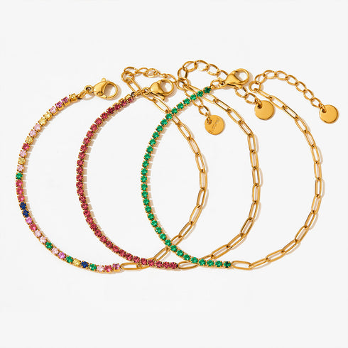 Stainless steel plating inlay zircon women's bracelets