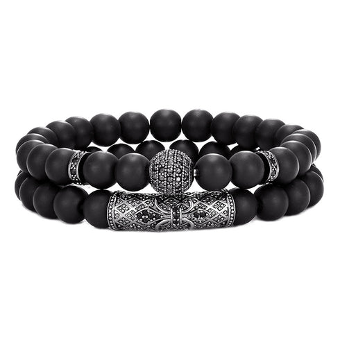 Stone beaded inlay zircon unisex bracelets