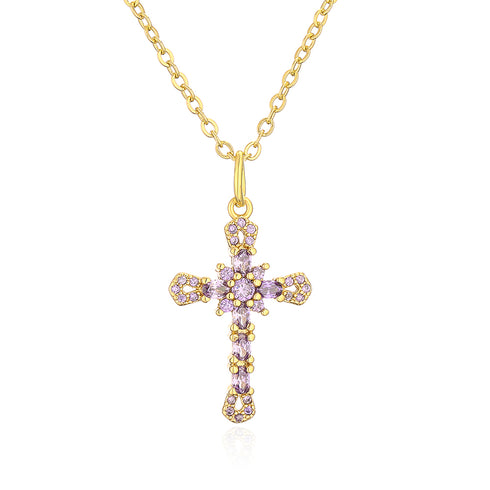 Zircon cross pendant necklace