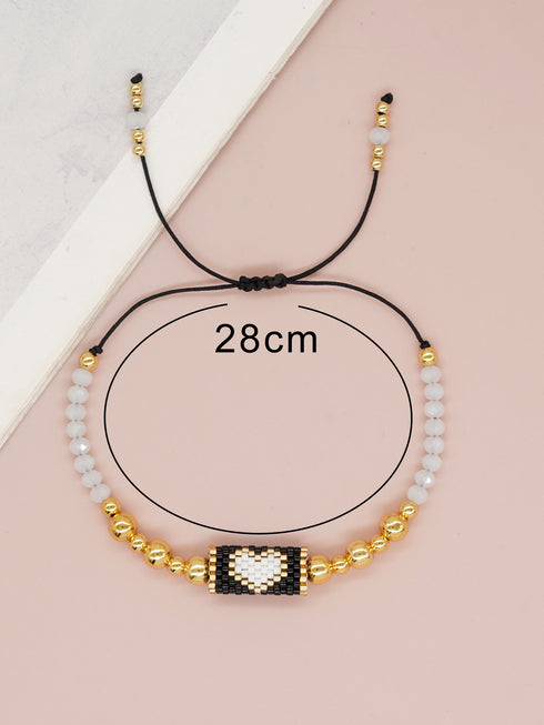 Bohemian heart shape seed bead copper bracelets in bulk