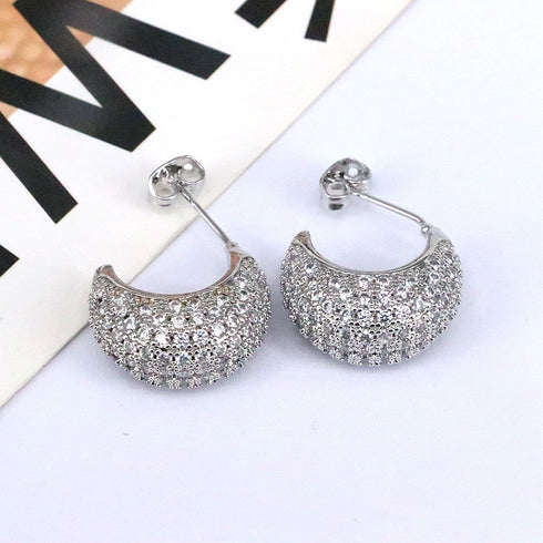 Gold plated ear studs zircon oval