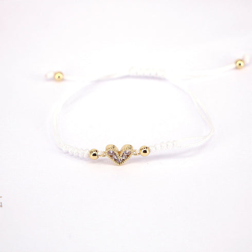 Adjustable micro-set colored zircon heart