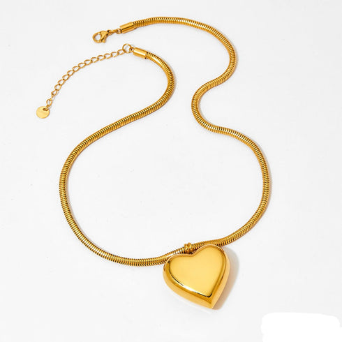 Stainless Steel Casual Simple Style Heart Shape Plating Pendant Necklace