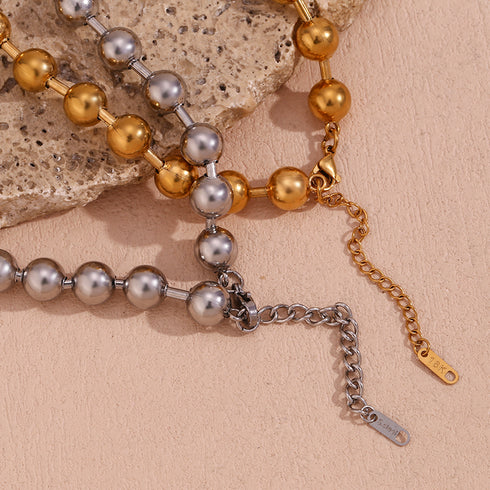 Round style solid color stainless steel plating 18k gold plated necklace