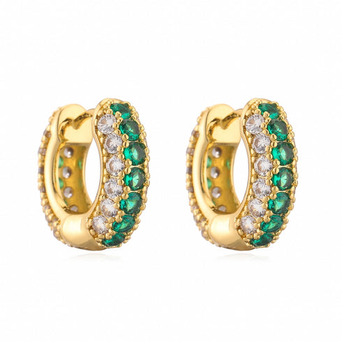 Shiny round plating inlay zircon earrings