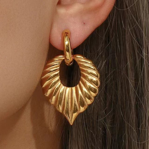 Heart Shape Plating Stainless Steel 18K Gold Plated Drop Earrings