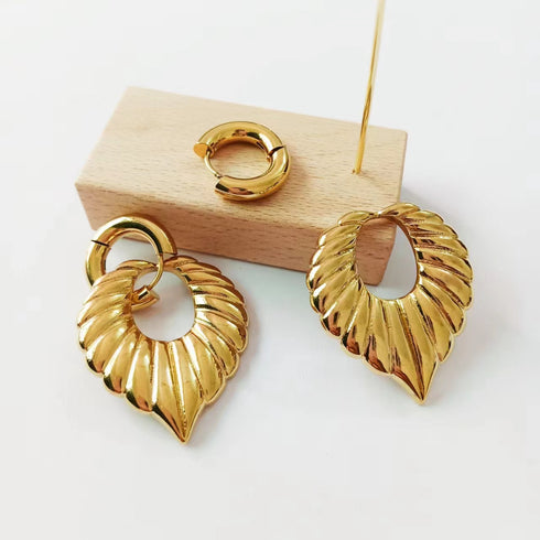 Heart Shape Plating Stainless Steel 18K Gold Plated Drop Earrings