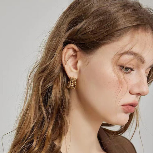 Style c shape plating stainless steel ear studs