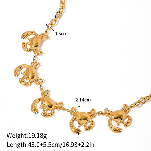 Crab stainless steel plating 18k gold plated