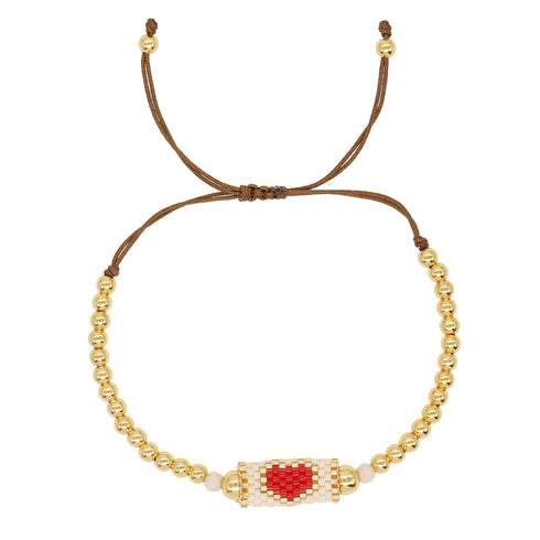 Bohemian heart shape seed bead copper bracelets in bulk