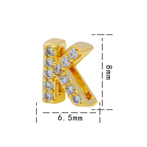 Letter titanium steel copper 18k gold plated charms (without chain)