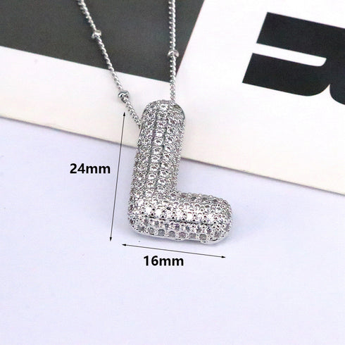 Letter plating silver plated pendant necklace