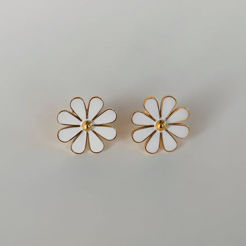 Flower plating titanium steel gold plated ear studs