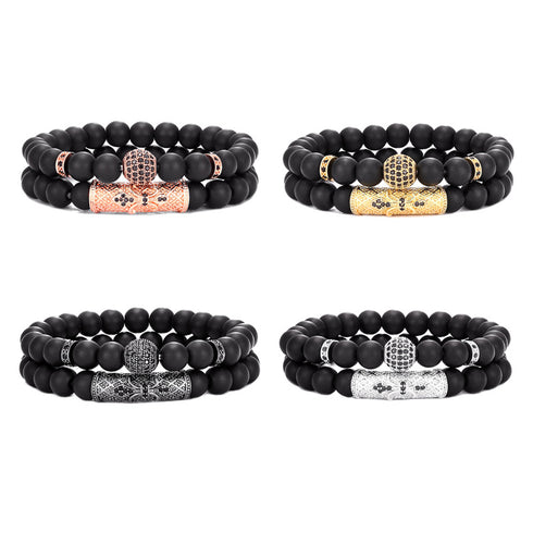 Stone beaded inlay zircon unisex bracelets