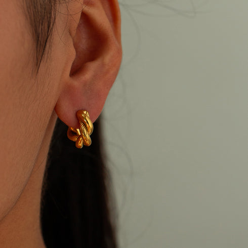 Classic Style Twist Plating Stainless Steel 18K Gold Plated Ear Studs