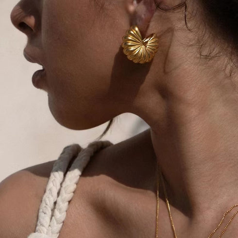 1 pair retro geometric plating titanium steel ear studs