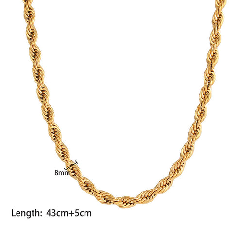 Hip-hop geometric stainless steel titanium steel chain 18k gold plated necklace
